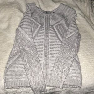 Grey, back zippered stitched sweater: XS